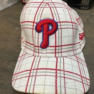 Men's Plaid MLB Phillies Cap with Red and Blue Logo